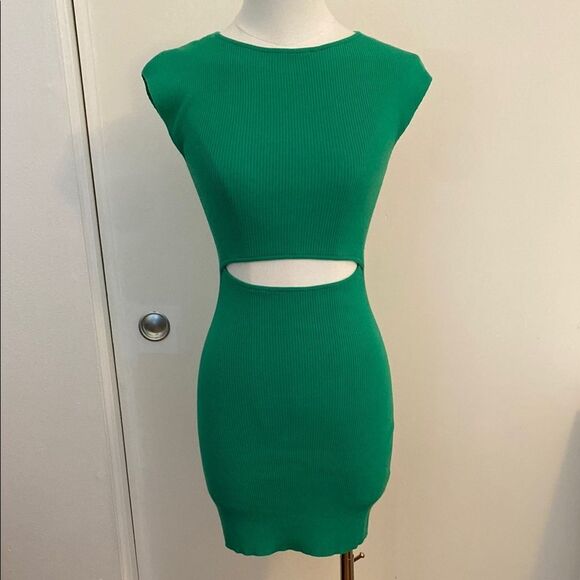 Aritzia Wilfred Cut Out Knit Mini Dress Kelly Green Size 2XS - Picture 2 of 13